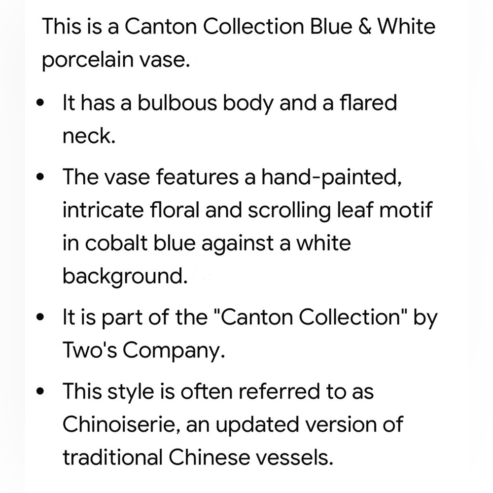 Canton Collection Blue and White Porcelain Vase - Picture 4 of 7